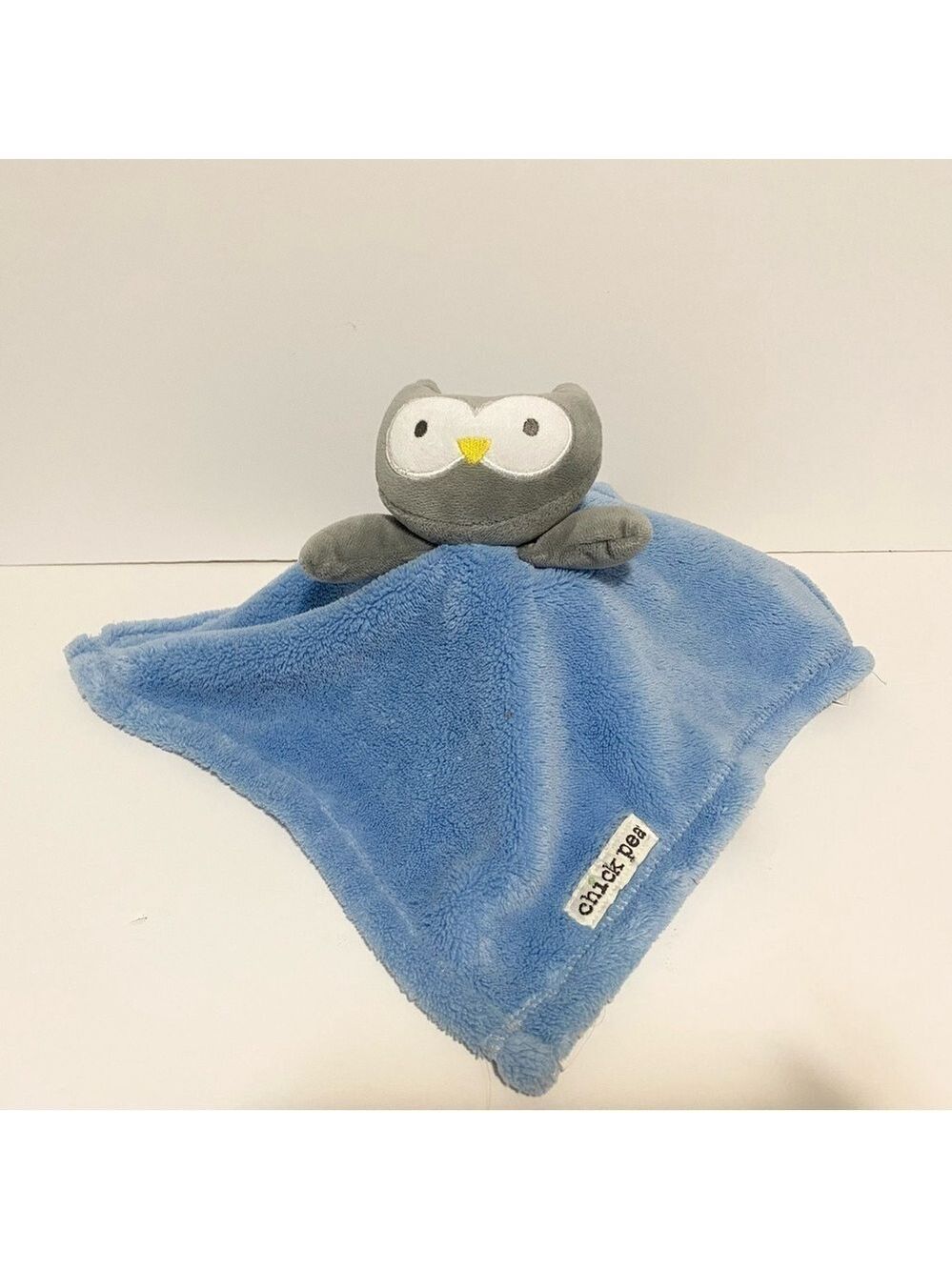 Chick Pea Owl Lovey Flat Plush Blue Baby Boy Security Blanket Woodland Gray Toy